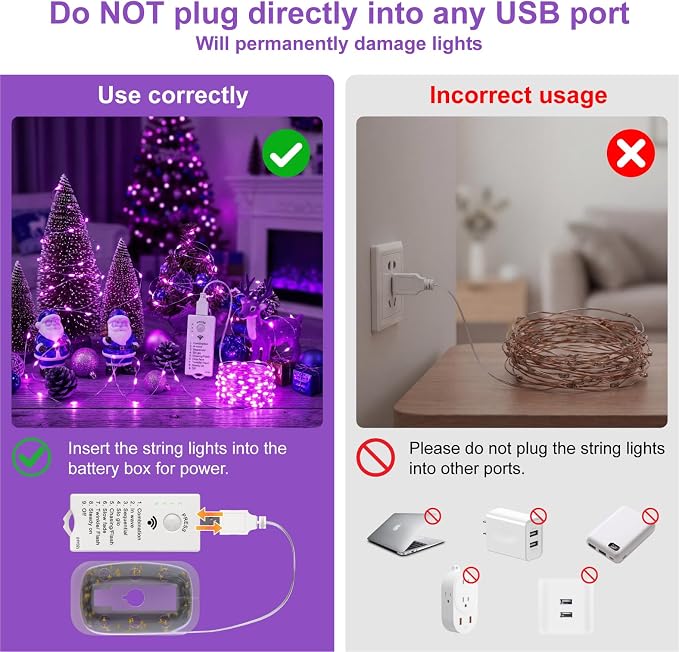 HXWEIYE Rechargeable Fairy Lights Battery Operated, DIY Timer & 8 Modes - Image 2