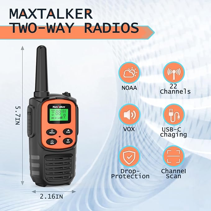 MaxTalker Walkie Talkies for Adults, Rechargeable Walkie Talkies Long Range - Image 2