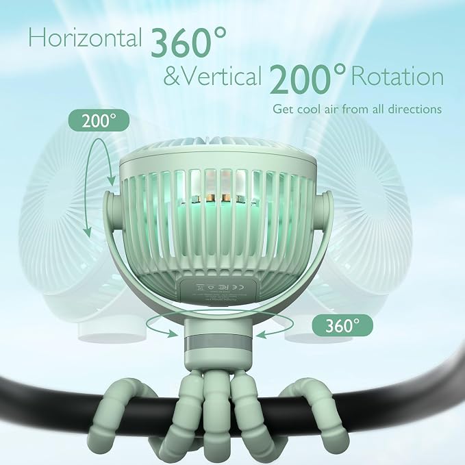 Momcozy 8000mAh Portable Stroller Fan, 27H Ultra-long Battery Life Detachable 4 - Image 7