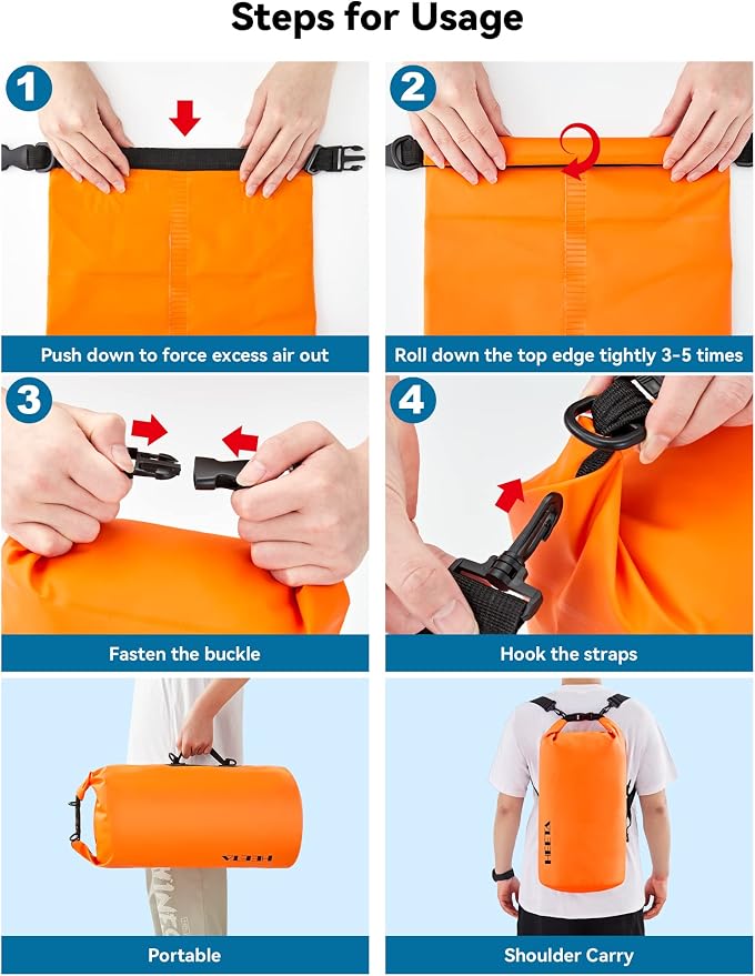 HEETA Waterproof Dry Bag for Women Men, 5L/10L/20L/30L/40L Roll Top Lightweight - Image 4