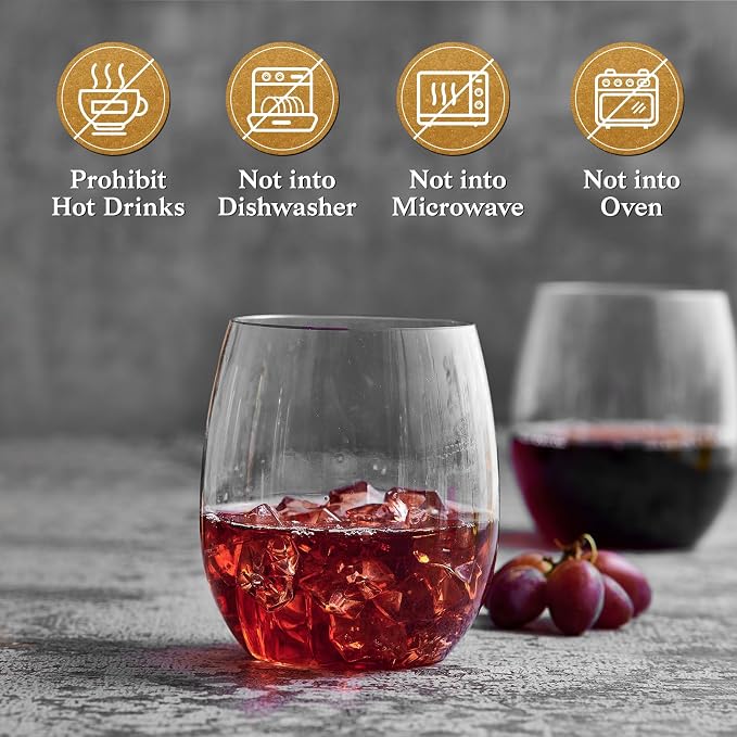 FOCUSLINE 32 Pack Plastic Wine Glasses Stemless, 12 Oz Crystal Clear Disposable - Image 5