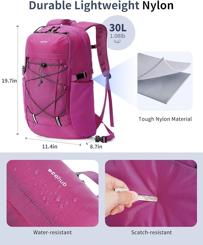 ECOHUB Hiking Backpack 30L Travel Backpack Lightweight Casual Daypack Water - Image 5