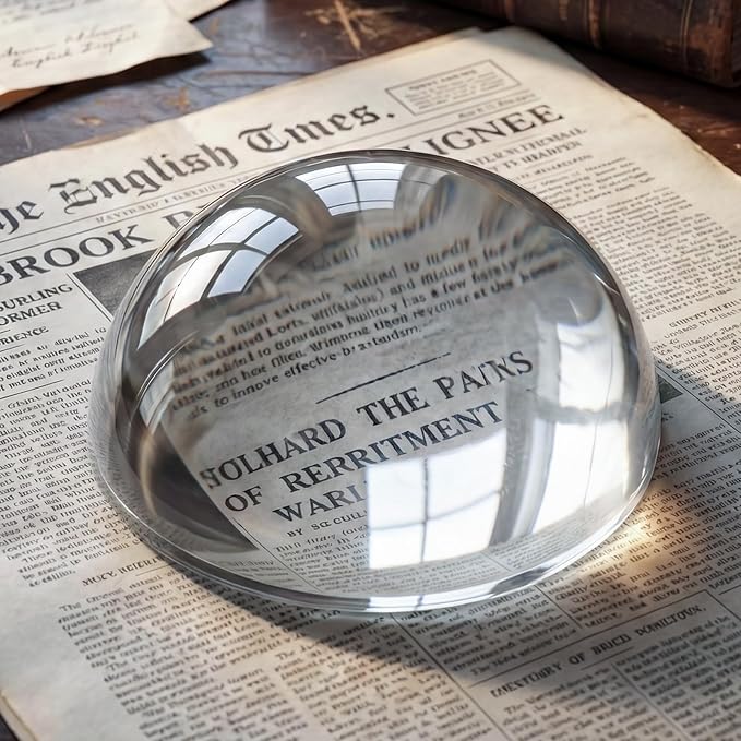 6X Crystal Dome Magnifier Paperweight, 3.8 Inch Large Dome Reading Magnifying by Zerelys