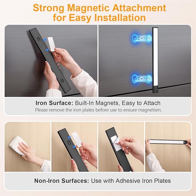 Gritin 14.7inch Under Cabinet Lighting Rechargeable 2 Pack- 3 Color Temps&5 - Image 9