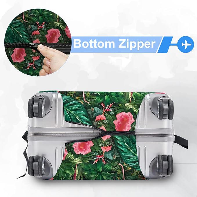 ANNA QUEEN Tropical Pink Flamingos Travel Luggage Cover -Stretchable Airplane - Image 5