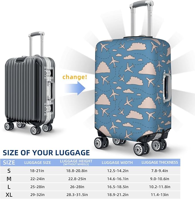 Airplane and Cloud Print Elastic Luggage Cover, Suitcase Protector - Image 6