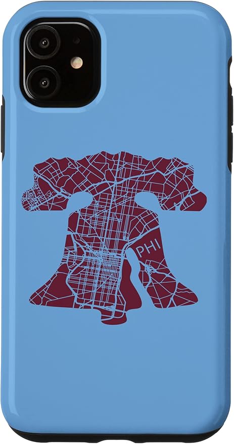 Philadelphia Street Map Liberty Bell Vintage Maroon Philly Case by Unknown