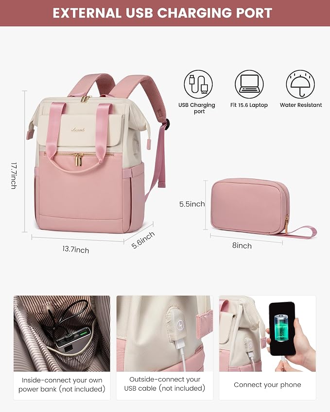 LOVEVOOK Laptop Backpack for Women, 15.6 Inch Work Laptop Bag - Image 4