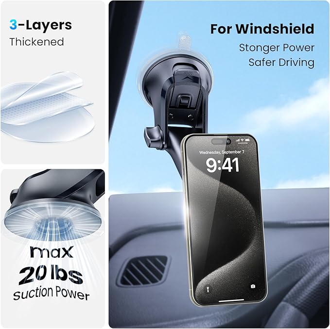 APPS2Car Magnetic Phone Mount for Car, Dashboard & Windshield Suction Cup Holder - Image 2