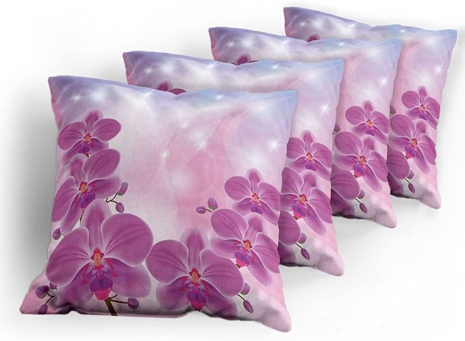 Ambesonne Floral Throw Pillow Cushion Case Pack of 4, Exotic Orchid Flowers - Image 5