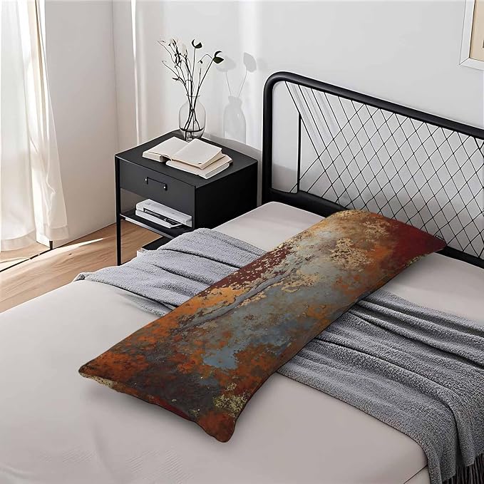 Grunge Rust Decorative Body Pillowcase 20"X54", Metal Rusty Steel Brown Outdoor - Image 7