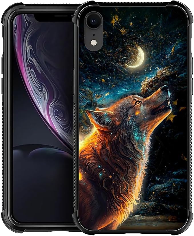 for iPhone XR Case, Star Cave Hungry Wolf Pattern Graphic Design Girl Boy Soft by FKBRCL4U