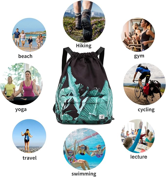 Waterproof Drawstring Bag, Gym Bag Sackpack Sports Beach Backpack - Image 5