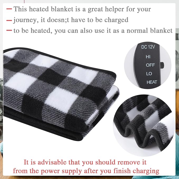 Tuanse 16 x 16 Inches Car Electric Blanket 12 Volt Heated Car Blanket - Image 4