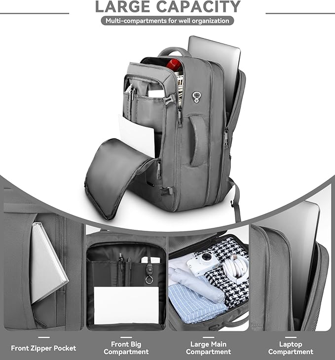 AREYTECO Carry On Backpack, 50L Extra Travel Laptop Backpack - Image 3