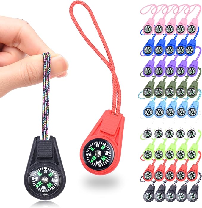 50 Pack Compass for Kids Mini Compasses Bulk Kids Toy Compass for Party by CooBigo