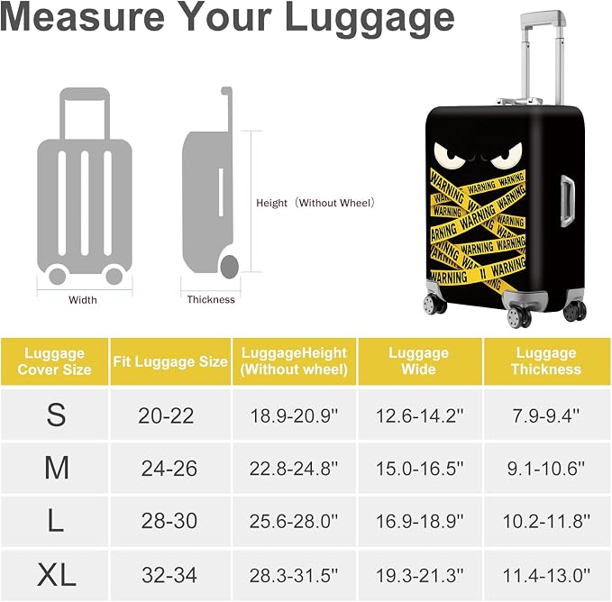 ANNA QUEEN Warning Tape Luggage Cover, Funny Eyes and Yellow Tape Design - Image 5