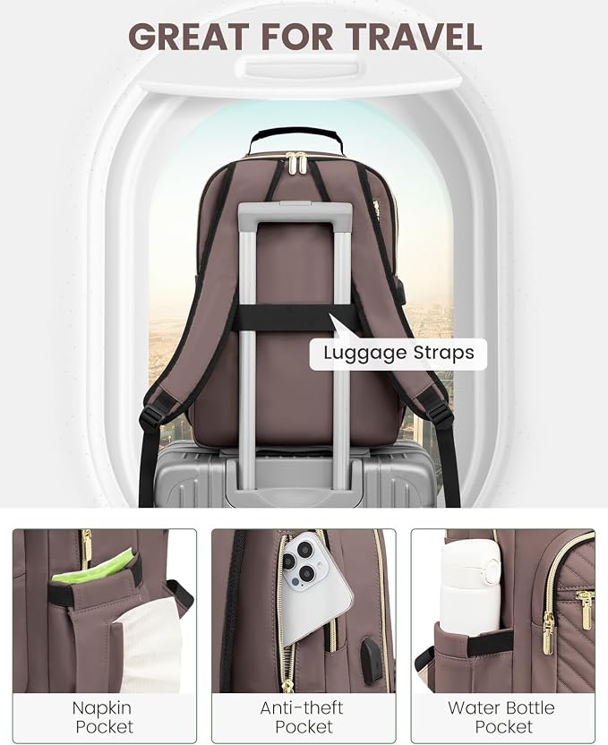 LOVEVOOK Laptop Backpack for Women, Large Capacity Travel Computer Work Bag - Image 4