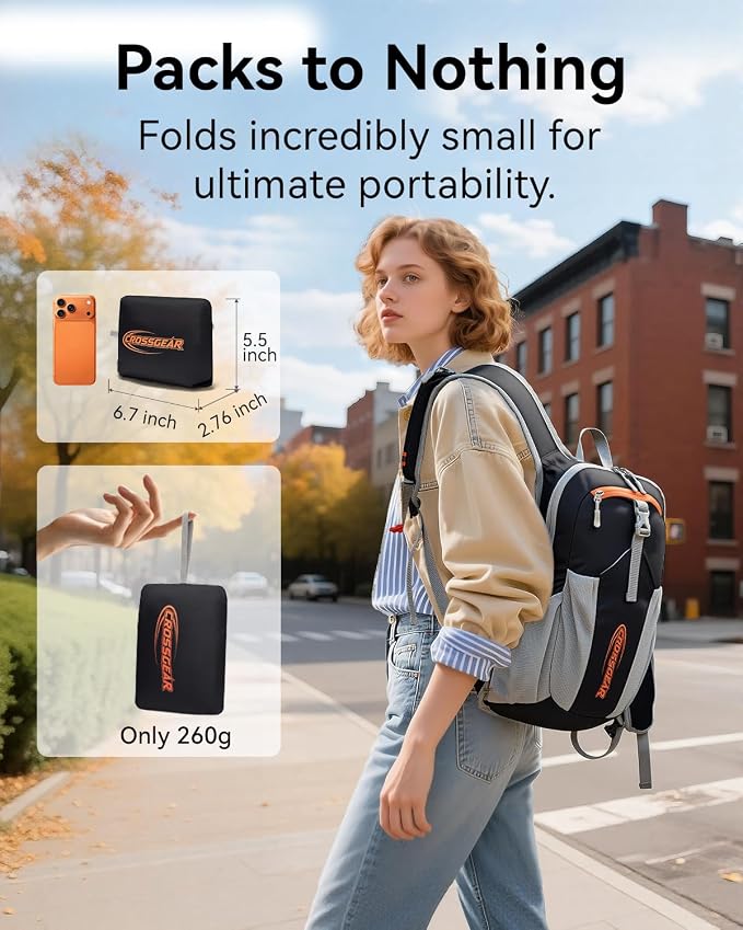 16L Small Hiking Backpack, CROSSGEAR Lightweight Waterproof Foldable Backpack - Image 8