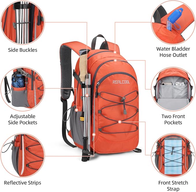 RealCool Hiking Backpack for Men Women, 30L Lightweight Waterproof Travel - Image 3
