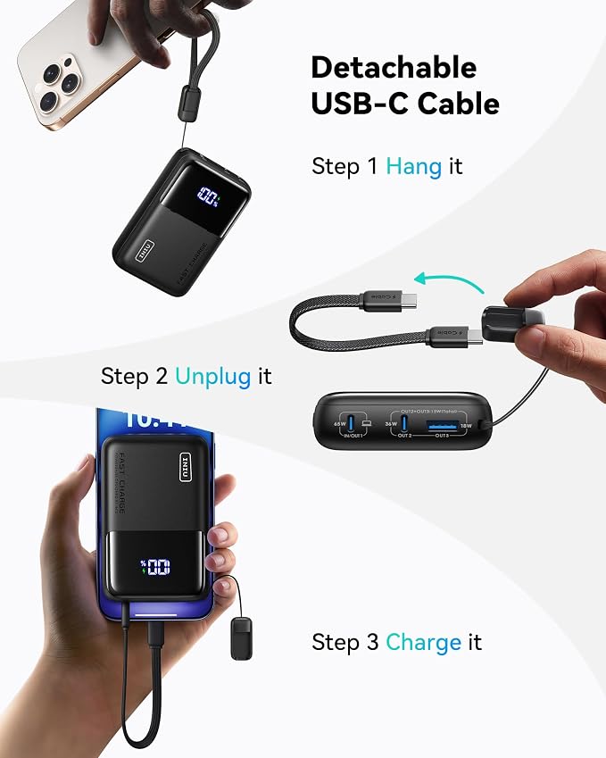 INIU 20000mAh Laptop Power Bank, Ultra Compact 65W PD Dual Fast Charging - Image 6