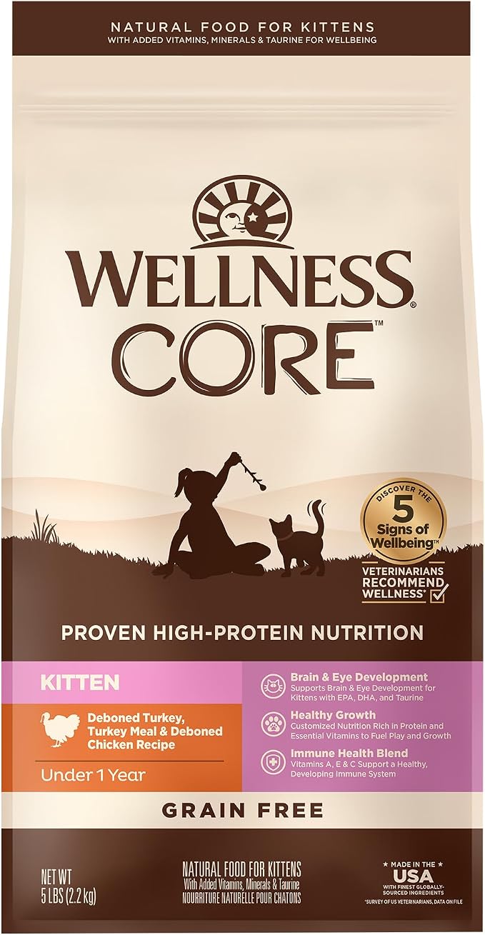 Wellness CORE Kitten Dry Cat Food, Grain Free Kibble, Turkey Meal and Chicken by WellnessNaturalPetFood