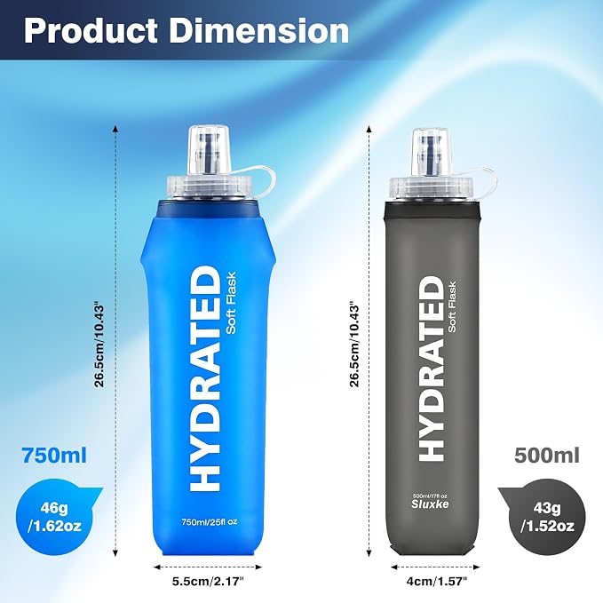 SLUXKE 3 Pack Soft Water Bottle, 25oz/750ml Flask Running Bottles - Image 5