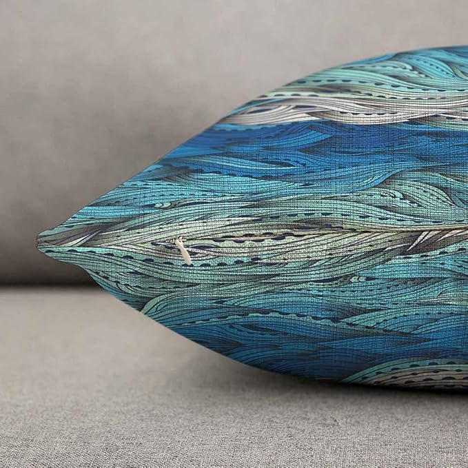 TKS MITLAN Abstract Wave Pillow Covers 12 x 20 Inch Ocean Sea Water Gradient - Image 5