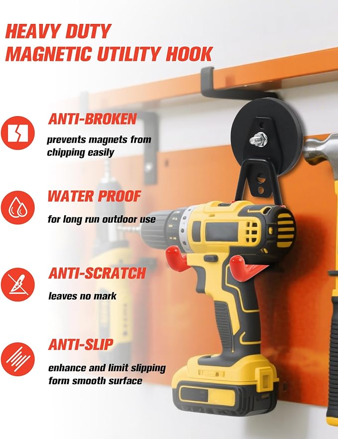 Heavy Duty Magnetic Hooks, Magnet Garage Storage Hooks 4 Pack - Image 4