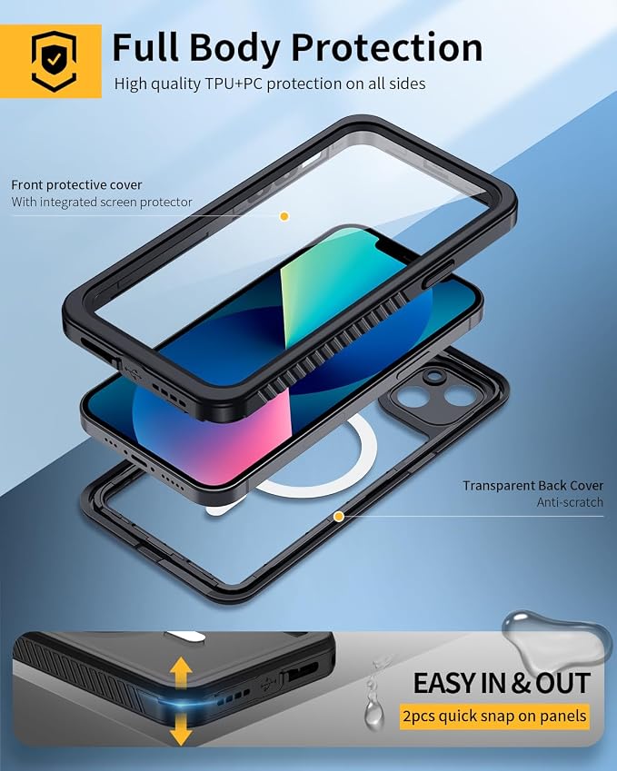 Lanhiem for iPhone 13 Magnetic Case, Waterproof Dustproof Shockproof Case - Image 4