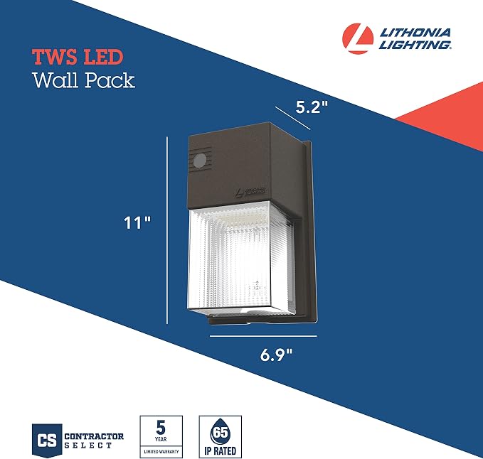 Lithonia Lighting 7" Mini LED Wall Pack Outdoor Light Fixture, 3-Way Selectable - Image 4