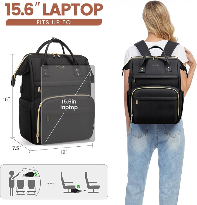 LOVEVOOK Laptop Backpack, 15.6 Inch Professional Womens Purse Computer Bag - Image 5