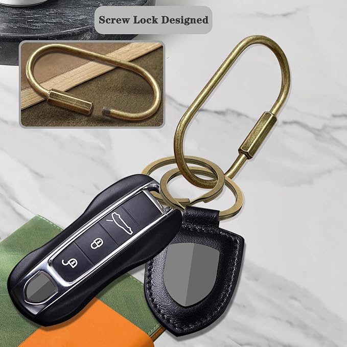 Key Chain, Brass Key Rings 2 Pack Screw Lock Key Organizer - Image 3