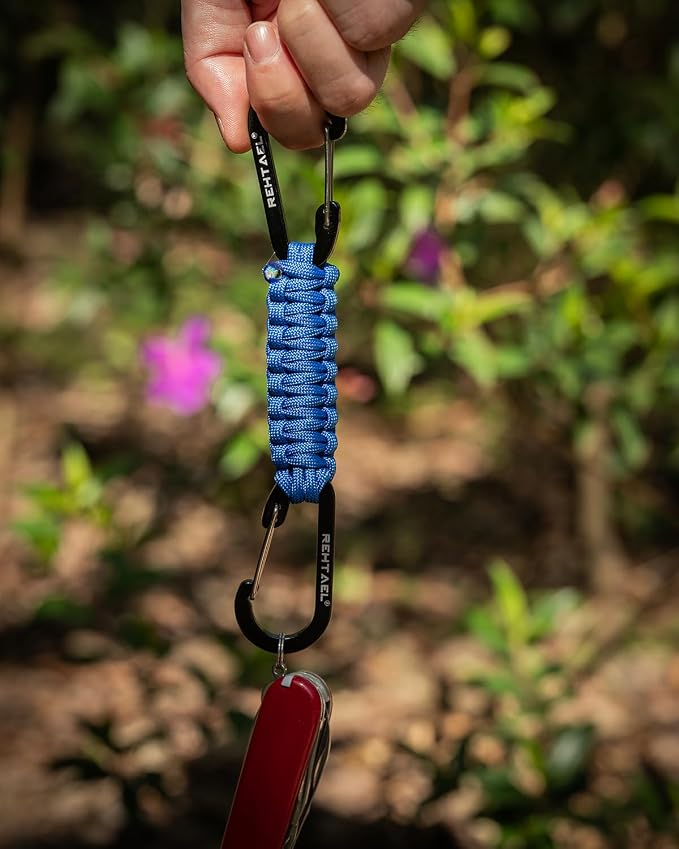 Paracord Braided Carabiner Keychain Lanyard Strap, Hanger Stroller Hook w/2 - Image 4