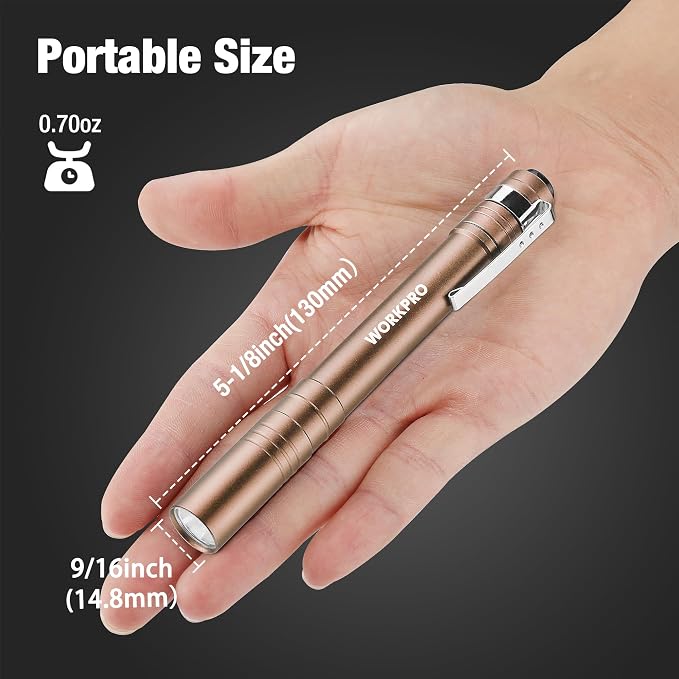 WORKPRO LED Pen Light, Aluminum Pen Flashlights, Pocket Flashlight - Image 2