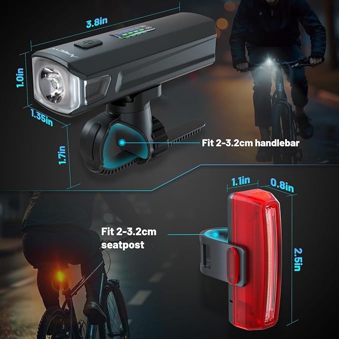 APECYC Bike Lights USB-C Rechargeable Bicycle Front Headlight and Rear Taillight - Image 8
