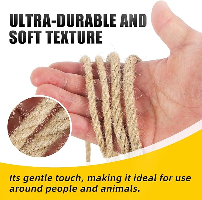 Natural Jute Twine, 5MM x 328FT Jute Rope Roll, Heavy Duty Thick Twine - Image 4