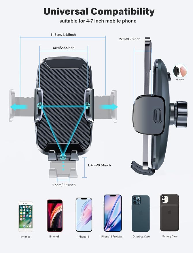 Phone Holder Mount for Car Hands-Free Universal Cell Phone Mounts for - Image 6