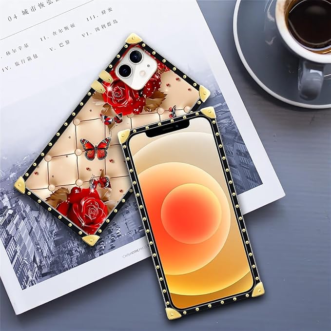 Compatible with iPhone 11 Case, Shining Red Rose Butterfly Leather Background - Image 6