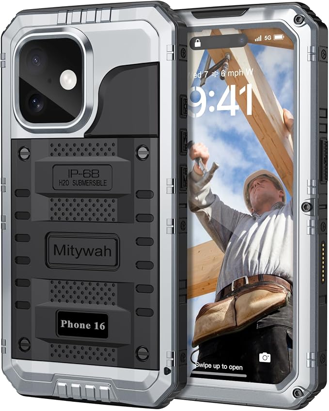 Mitywah Waterproof Case for iPhone 16, Shockproof Heavy Duty Case by Mitywah
