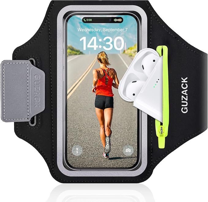GUZACK Running Armband for iPhone 17 16 15 14 13 Pro Max, Galaxy S25 S24 S23 S22 by GUZACK