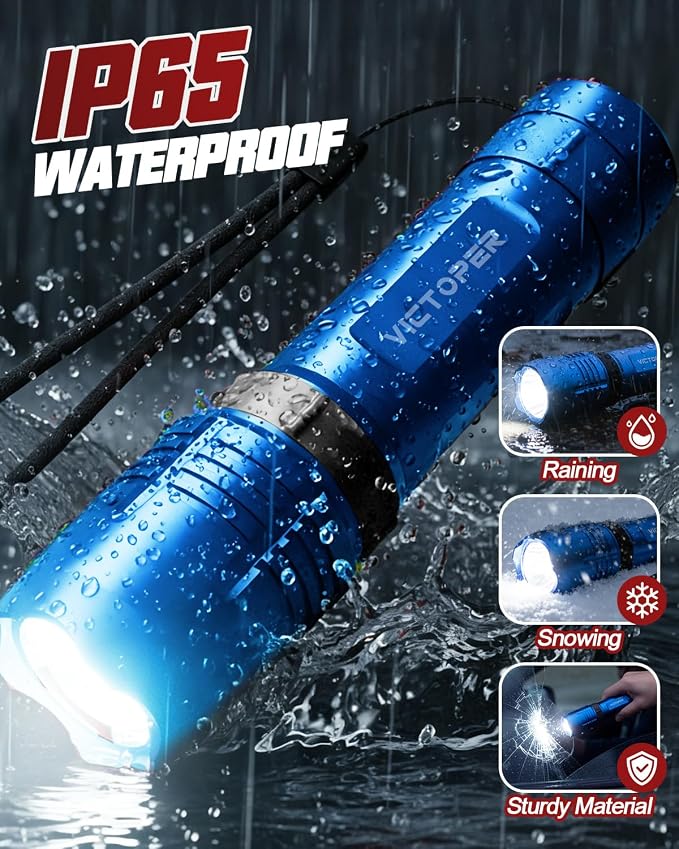 Victoper Red Rechargeabe Flashlight 2 Pack, High Lumens 5 Modes LED Bright - Image 7