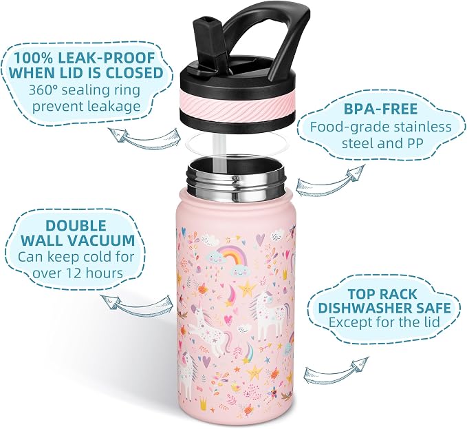 Fanhaw 14 Oz Kids Insulated Water Bottle - Image 2