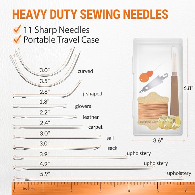 VONEEDL Upholstery Repair Kit: Waxed Sewing Thread & Heavy Duty Needles - Image 4