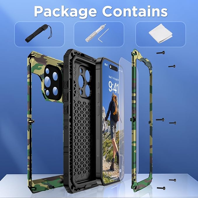 Mitywah Waterproof Case for iPhone 16 Pro Max, Heavy Duty Metal Cover - Image 6