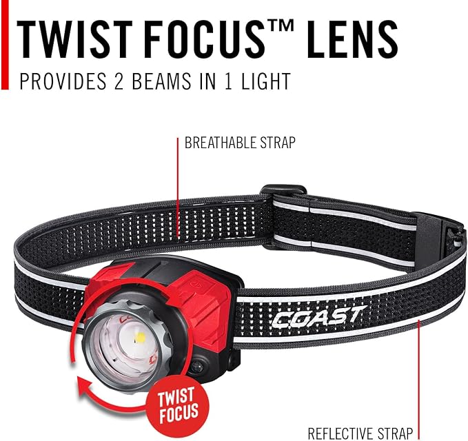 Coast® FL85R 1000 Lumen Tri-Color Focusing Rechargeable LED Headlamp, Built-in - Image 4