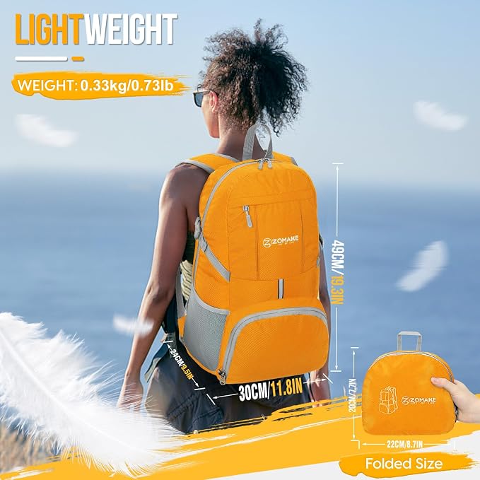 ZOMAKE Lightweight Packable Backpack 35L, Light Foldable Backpacks Water - Image 2