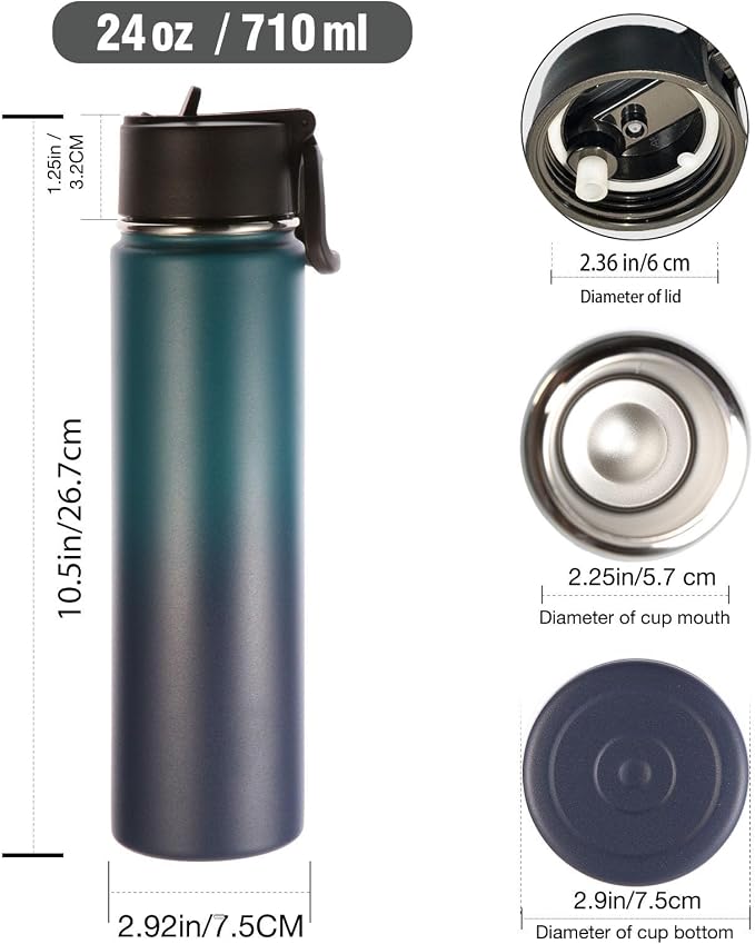 Volhoply 24oz Insulated Water Bottle - Image 2