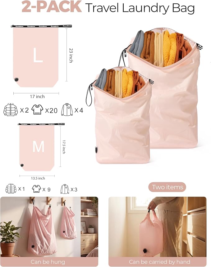 Travel Laundry Bag, Pump-Free Vacuum Compression Dirty Clothes Bag, Reusable - Image 2