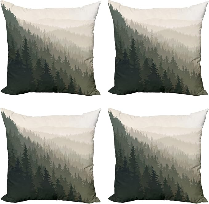 Ambesonne Forest Throw Pillow Cushion Case Pack of 4, Northern Parts of The by Ambesonne